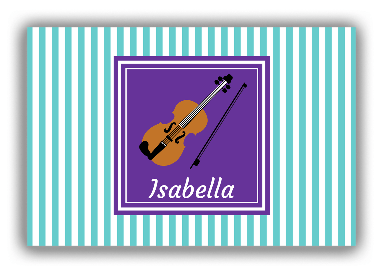 Personalized School Band Canvas Wrap & Photo Print I - Teal Background - Violin - Front View