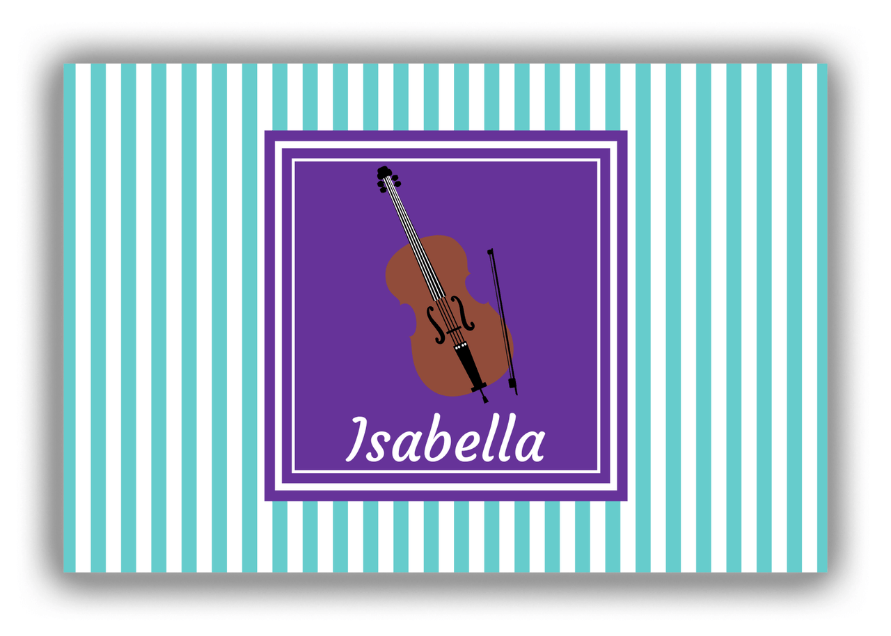 Personalized School Band Canvas Wrap & Photo Print I - Teal Background - Cello - Front View