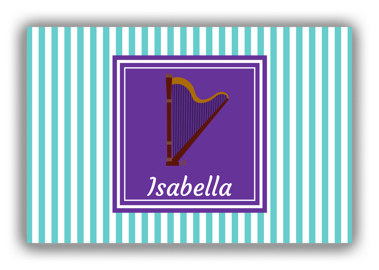 Personalized School Band Canvas Wrap & Photo Print I - Teal Background - Harp - Front View