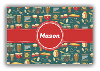 Thumbnail for Personalized School Band Canvas Wrap & Photo Print II - Dark Teal Background - Circle Ribbon Nameplate - Front View