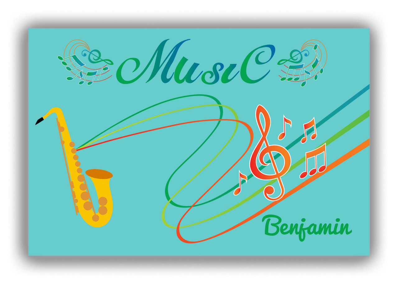 Personalized School Band Canvas Wrap & Photo Print IV - Teal Background - Alto Sax - Front View