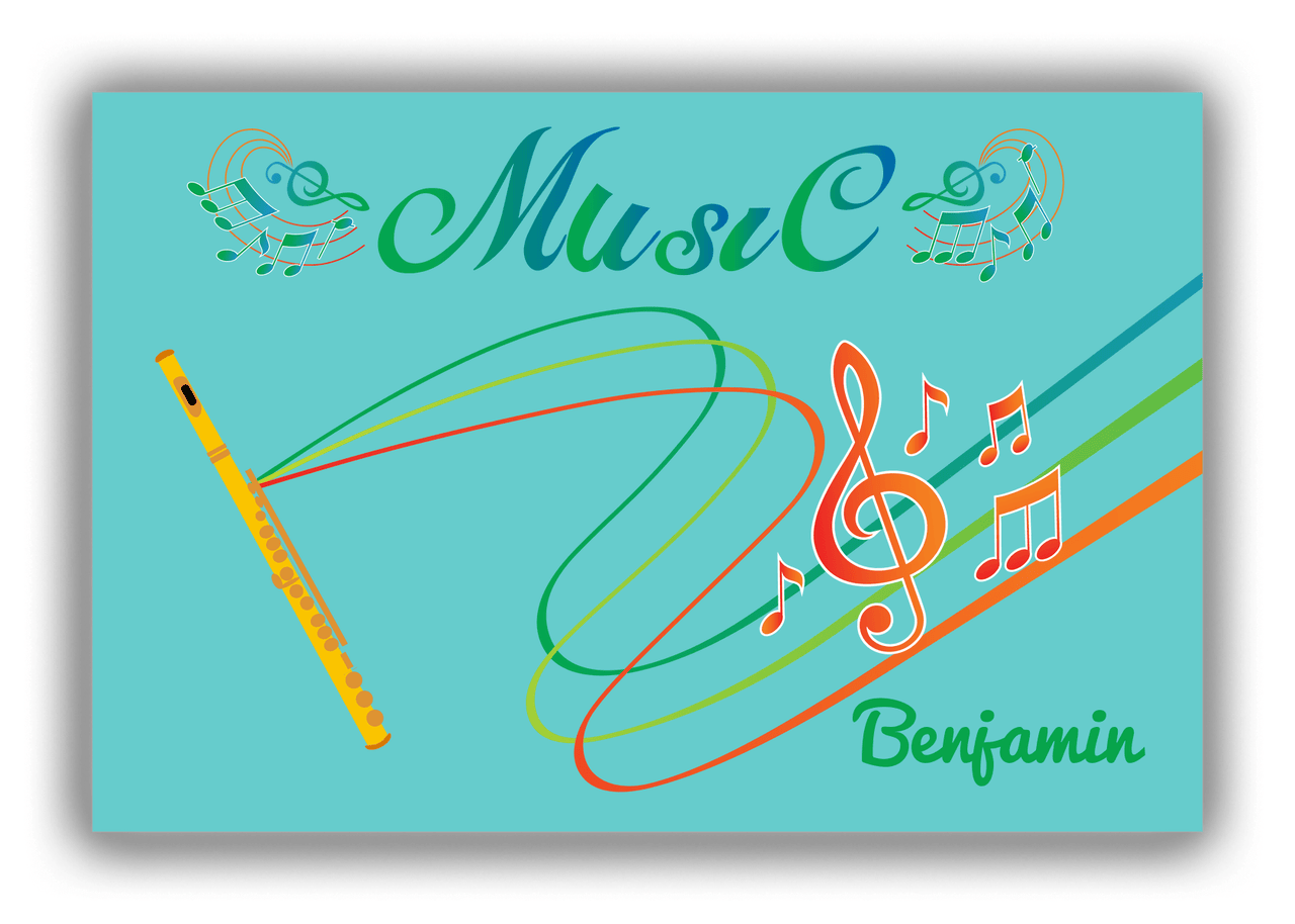 Personalized School Band Canvas Wrap & Photo Print IV - Teal Background - Flute - Front View