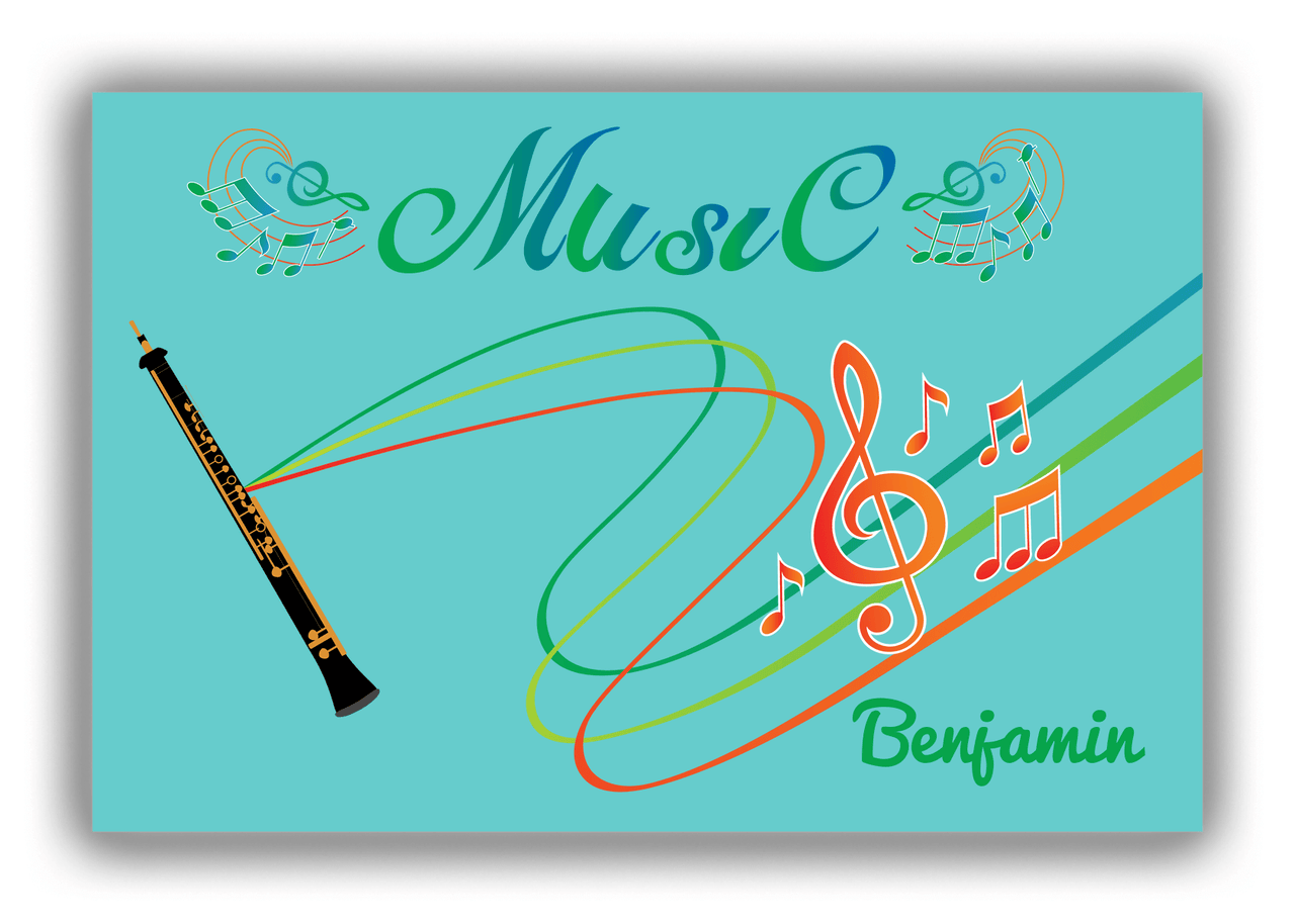 Personalized School Band Canvas Wrap & Photo Print IV - Teal Background - Oboe - Front View