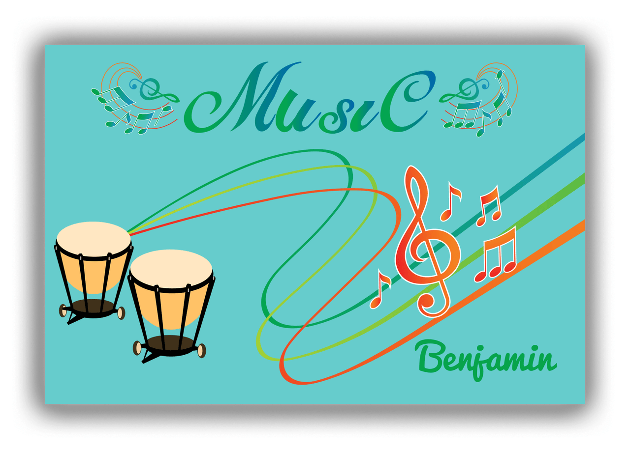 Personalized School Band Canvas Wrap & Photo Print IV - Teal Background - Timpani - Front View