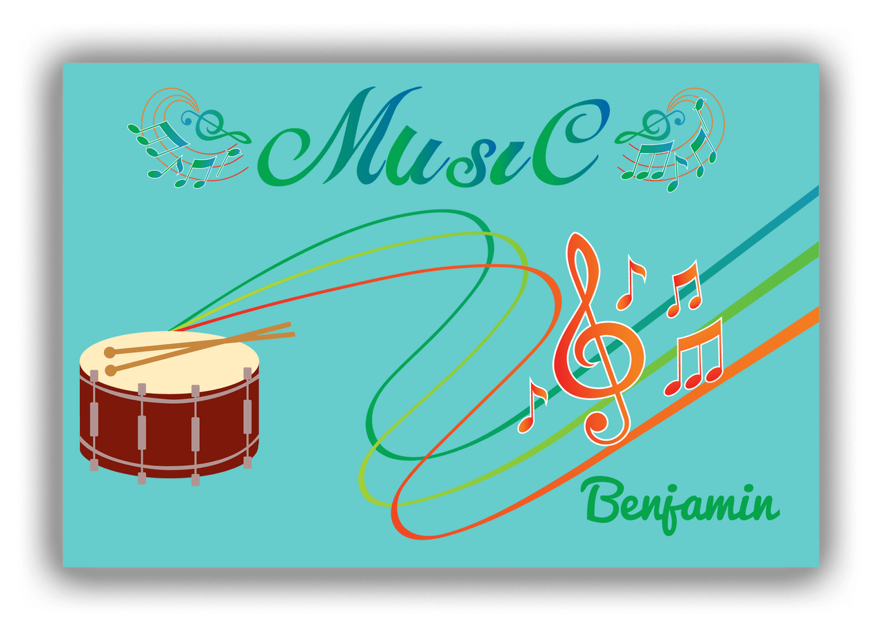 Personalized School Band Canvas Wrap & Photo Print IV - Teal Background - Snare - Front View