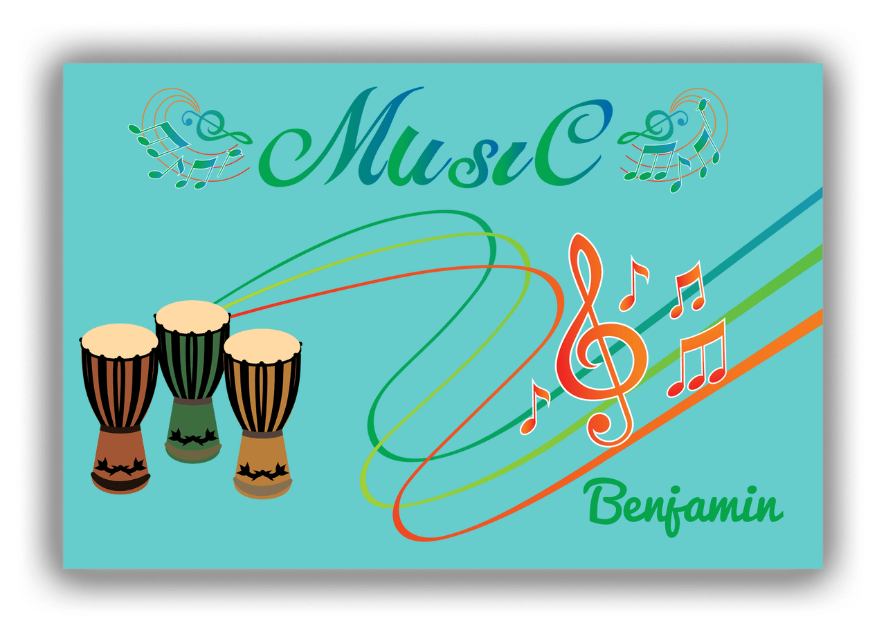 Personalized School Band Canvas Wrap & Photo Print IV - Teal Background - Congas - Front View