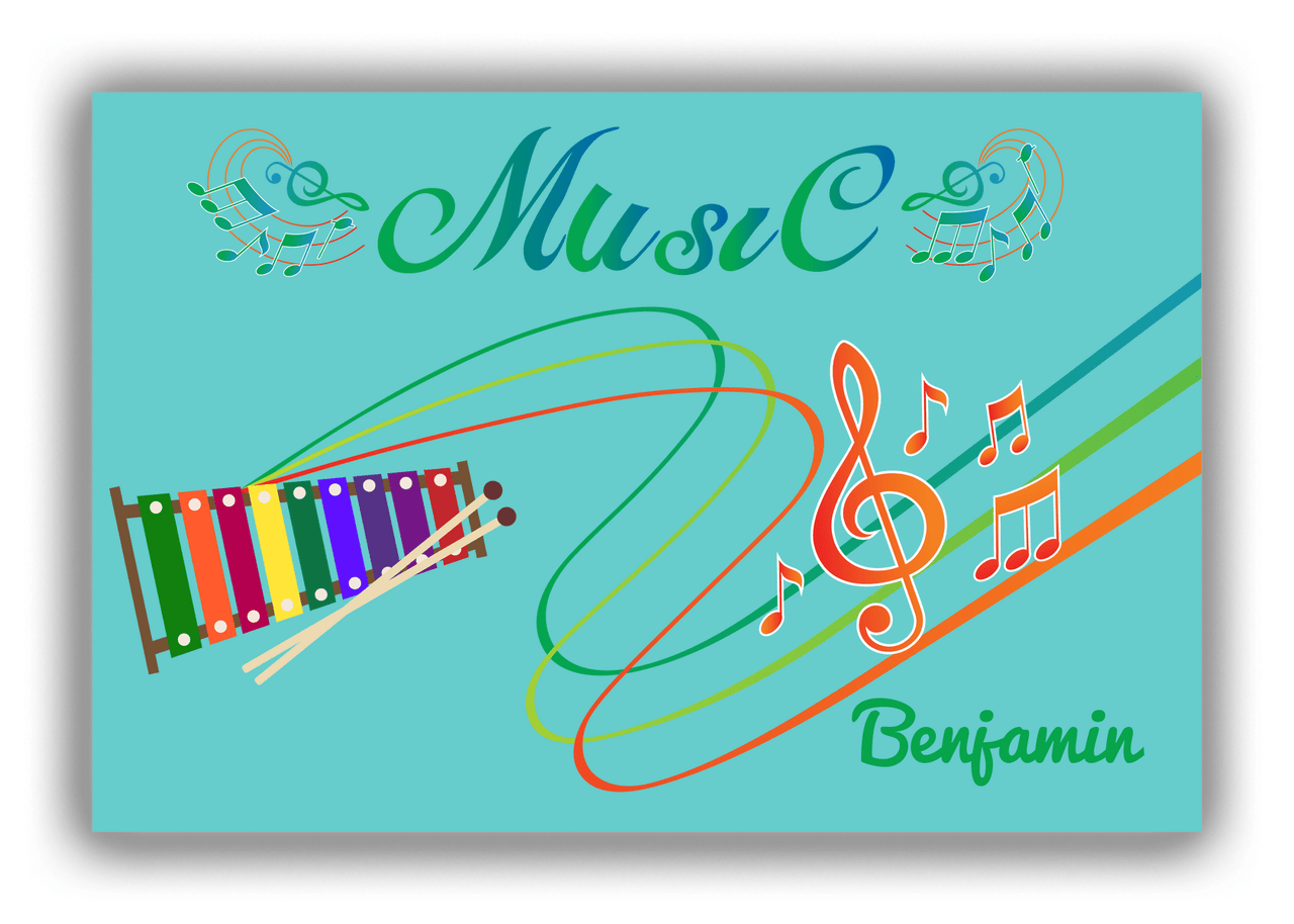 Personalized School Band Canvas Wrap & Photo Print IV - Teal Background - Xylophone - Front View