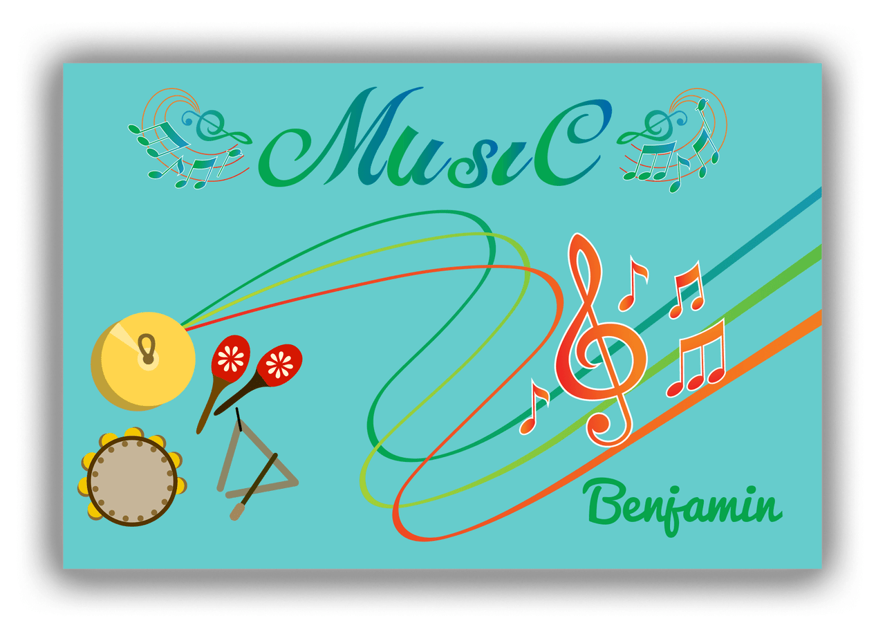 Personalized School Band Canvas Wrap & Photo Print IV - Teal Background - Hand Percussion - Front View