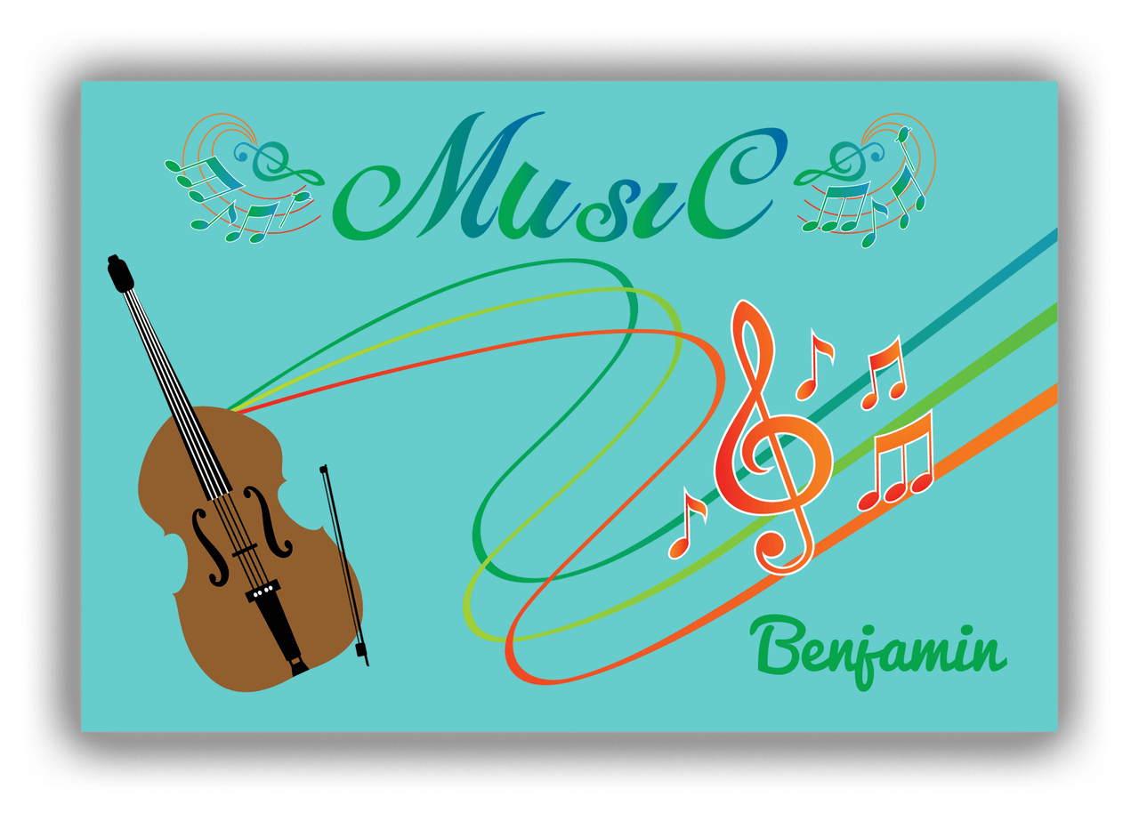 Personalized School Band Canvas Wrap & Photo Print IV - Teal Background - Bass - Front View