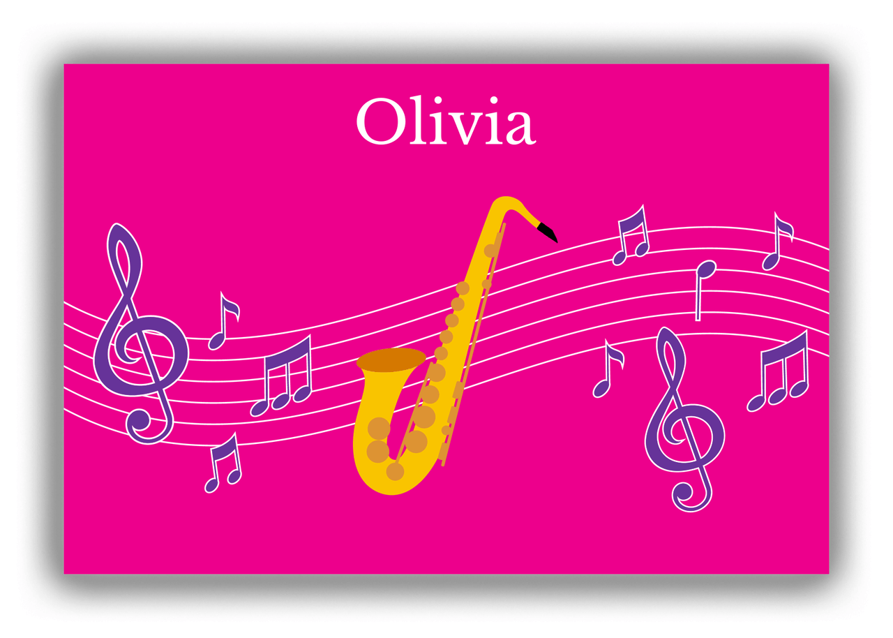Personalized School Band Canvas Wrap & Photo Print V - Pink Background - Alto Sax - Front View