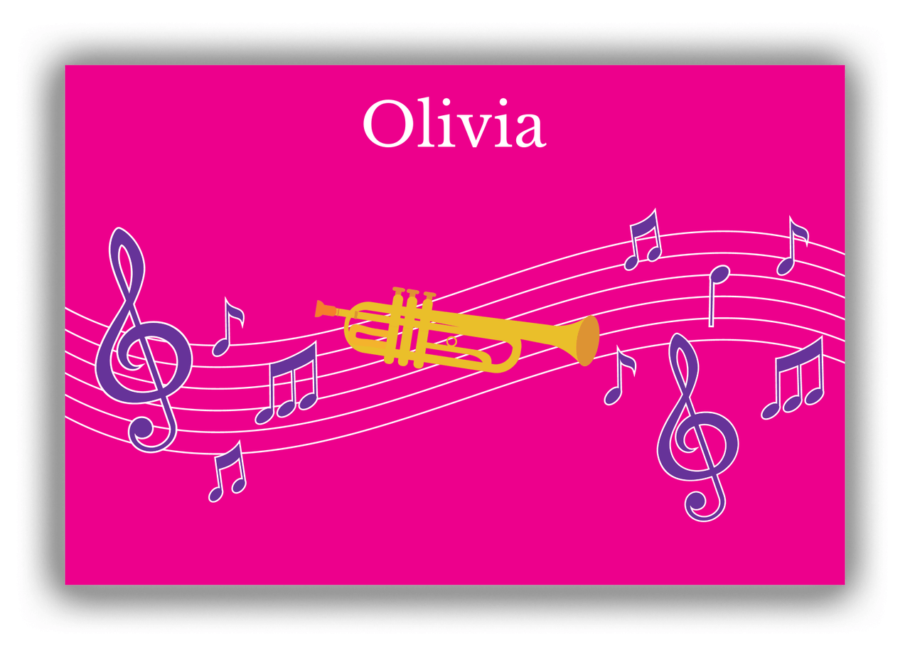 Personalized School Band Canvas Wrap & Photo Print V - Pink Background - Trumpet - Front View