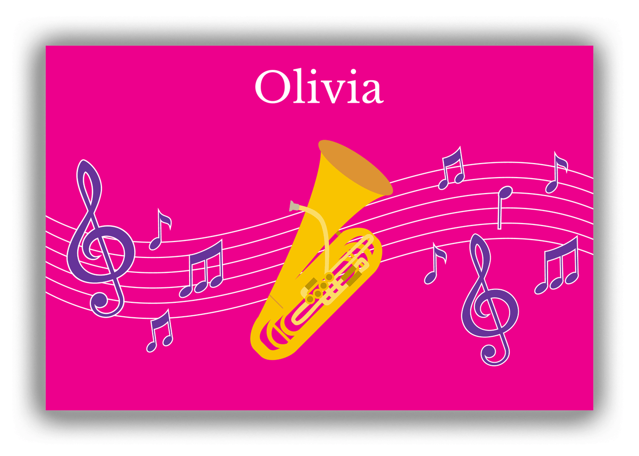 Personalized School Band Canvas Wrap & Photo Print V - Pink Background - Baritone - Front View