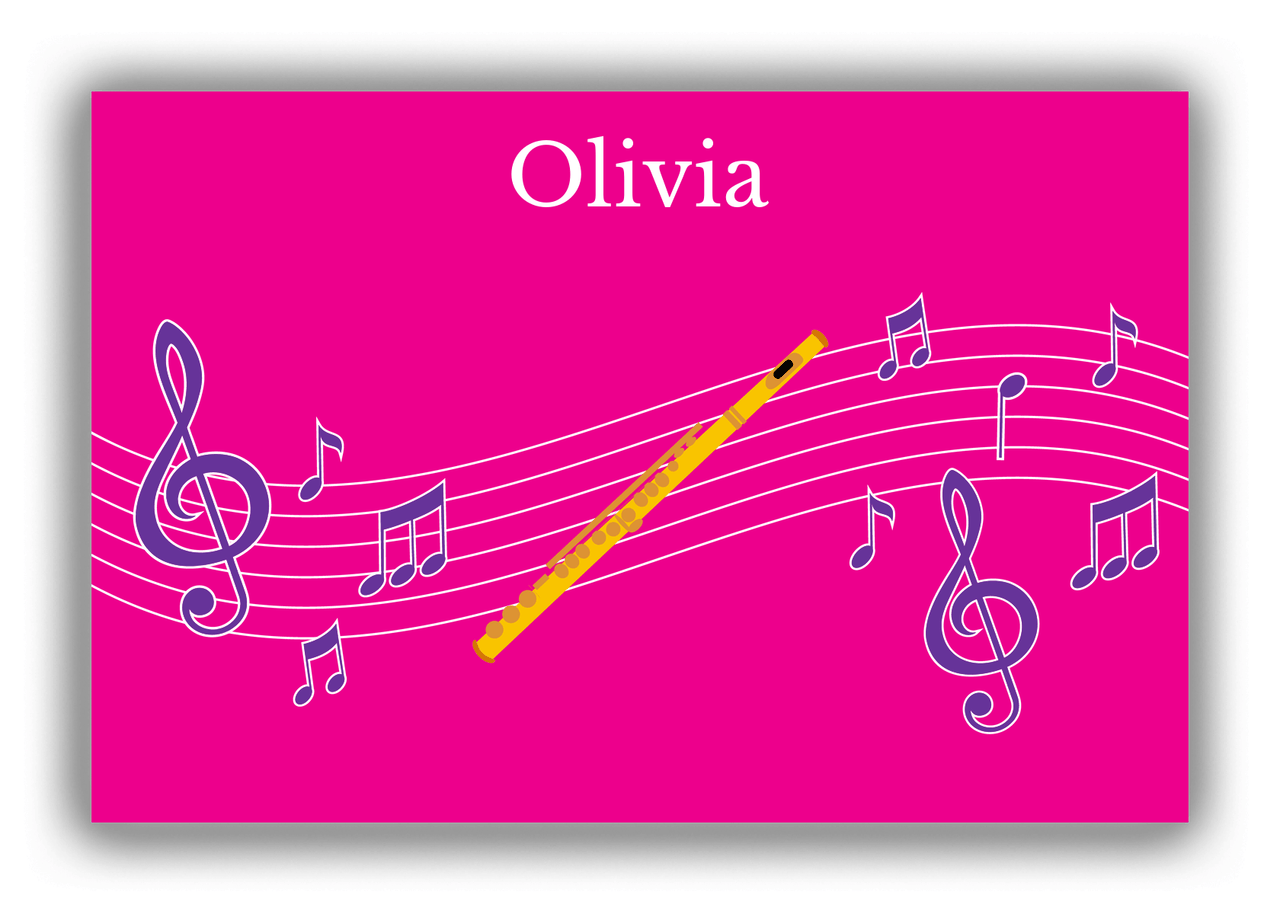 Personalized School Band Canvas Wrap & Photo Print V - Pink Background - Flute - Front View