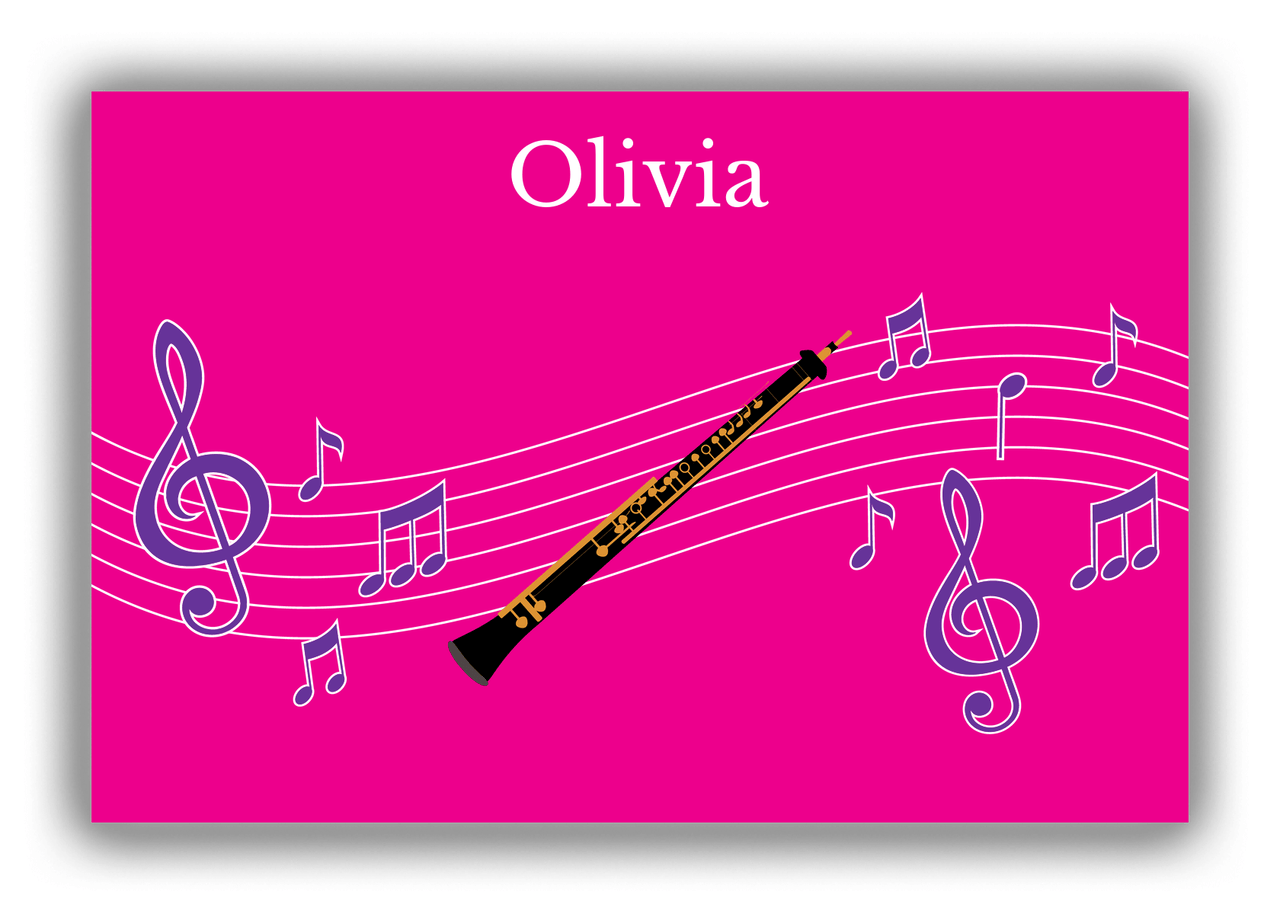 Personalized School Band Canvas Wrap & Photo Print V - Pink Background - Oboe - Front View