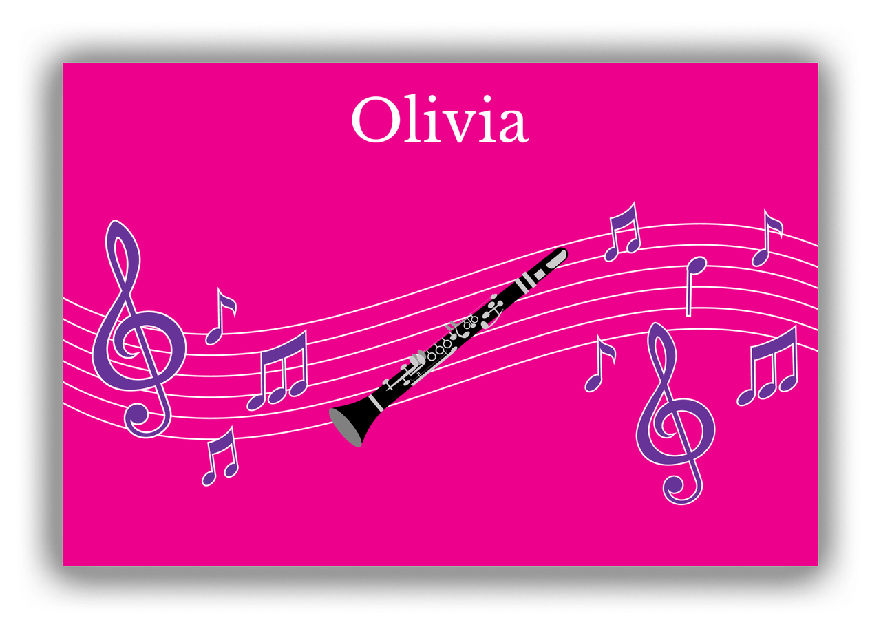 Personalized School Band Canvas Wrap & Photo Print V - Pink Background - Clarinet - Front View