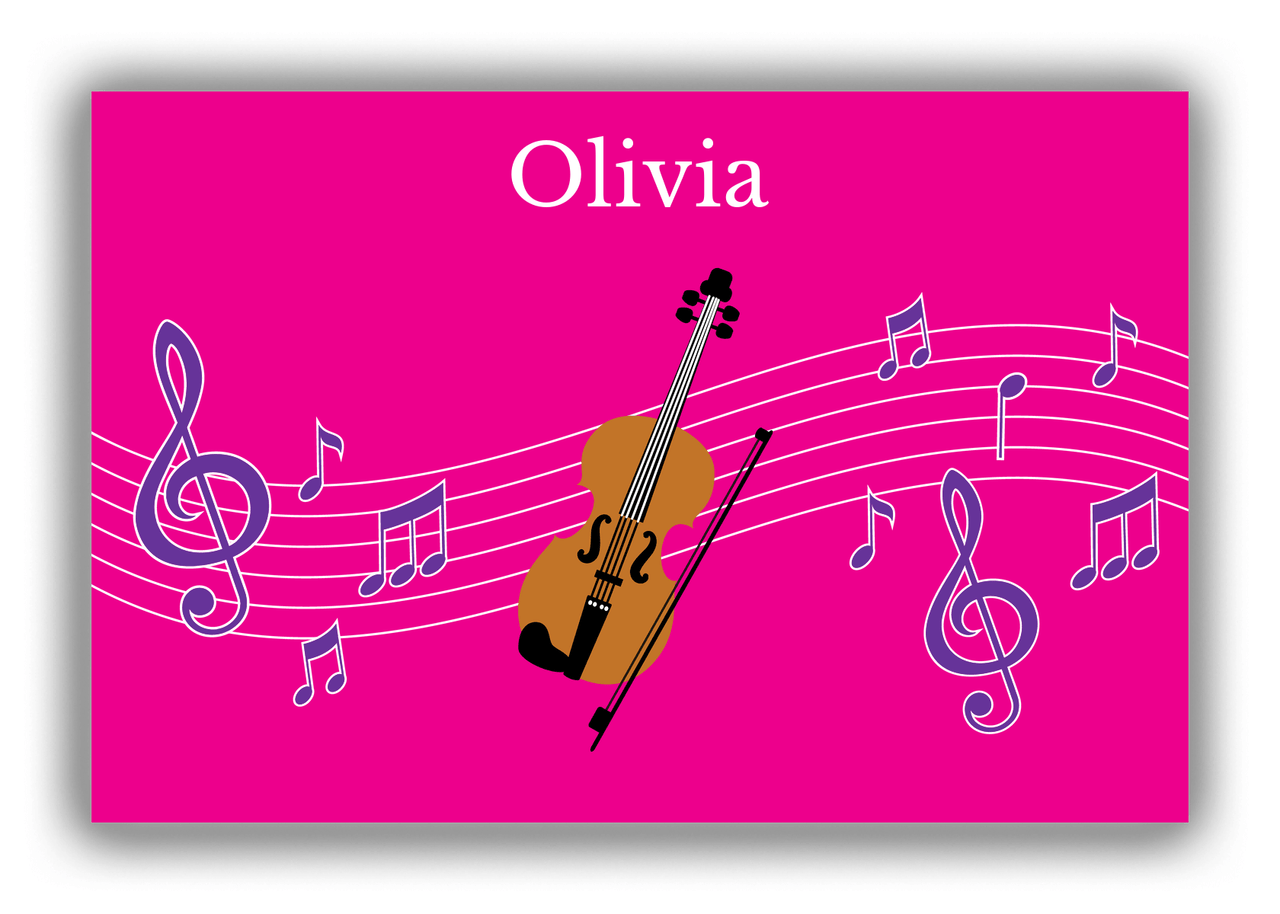 Personalized School Band Canvas Wrap & Photo Print V - Pink Background - Violin - Front View