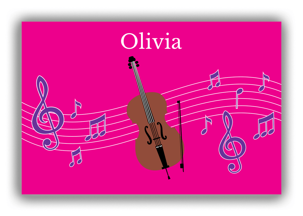 Personalized School Band Canvas Wrap & Photo Print V - Pink Background - Cello - Front View