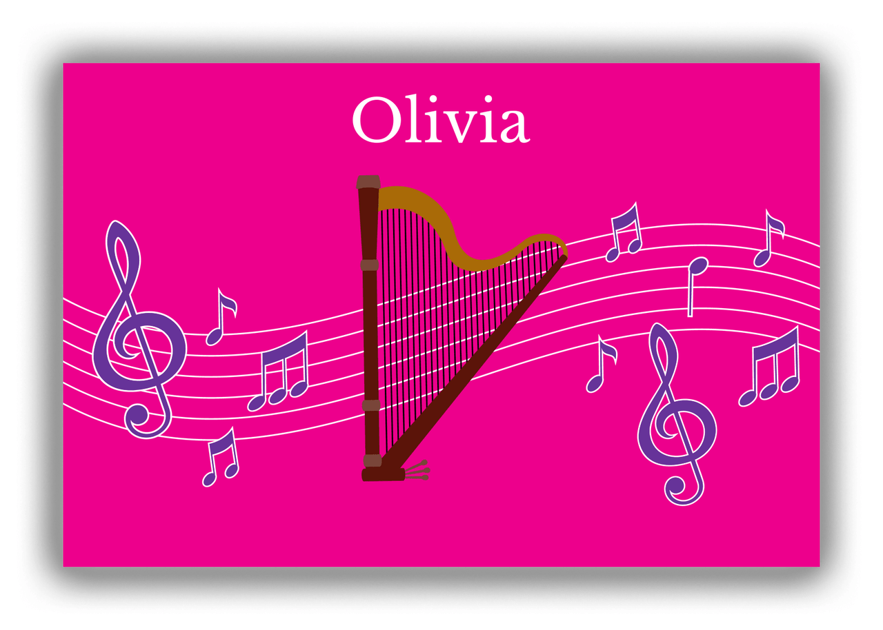 Personalized School Band Canvas Wrap & Photo Print V - Pink Background - Harp - Front View