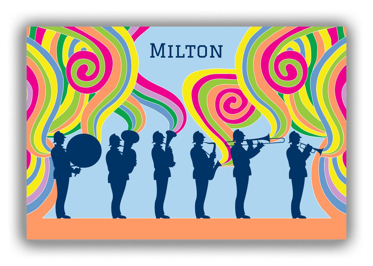 Personalized School Band Canvas Wrap & Photo Print VI - Blue Background - Front View