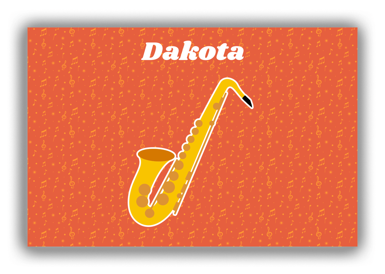 Personalized School Band Canvas Wrap & Photo Print VII - Orange Background - Alto Sax - Front View