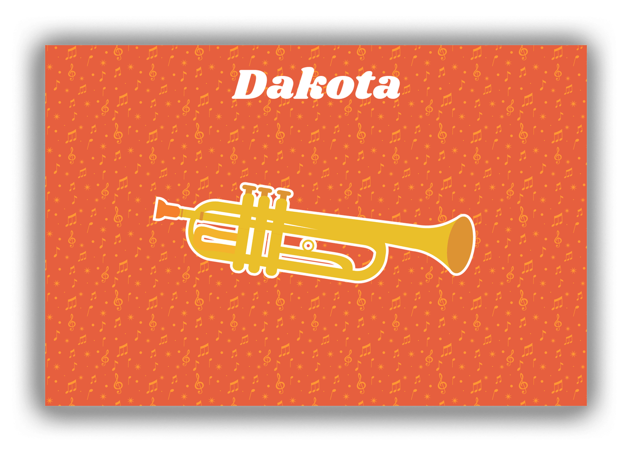 Personalized School Band Canvas Wrap & Photo Print VII - Orange Background - Trumpet - Front View