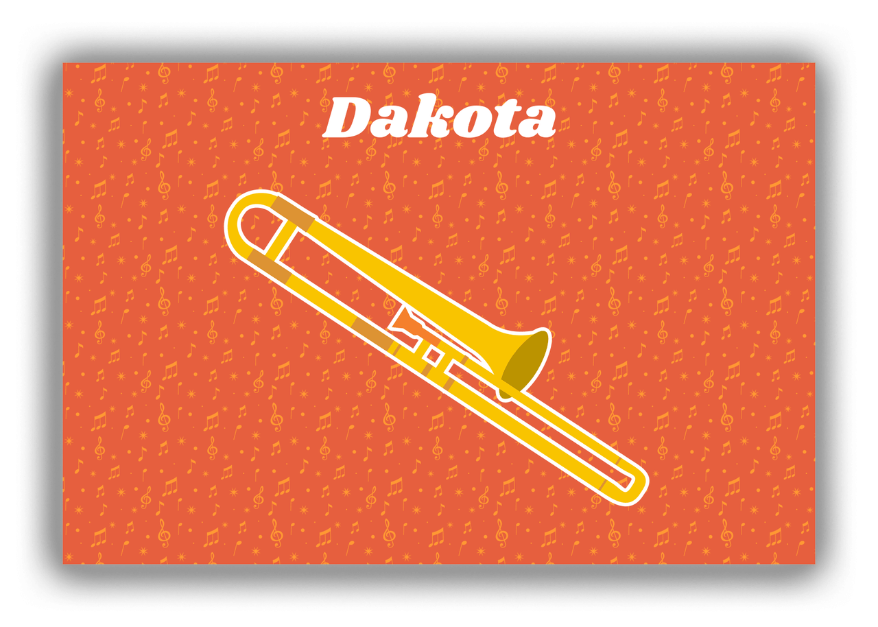 Personalized School Band Canvas Wrap & Photo Print VII - Orange Background - Trombone - Front View