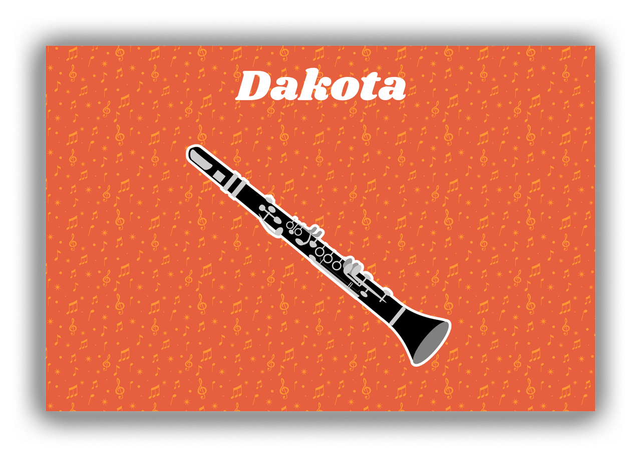 Personalized School Band Canvas Wrap & Photo Print VII - Orange Background - Clarinet - Front View