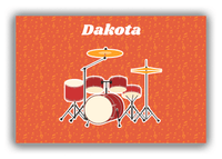 Thumbnail for Personalized School Band Canvas Wrap & Photo Print VII - Orange Background - Drum Kit - Front View
