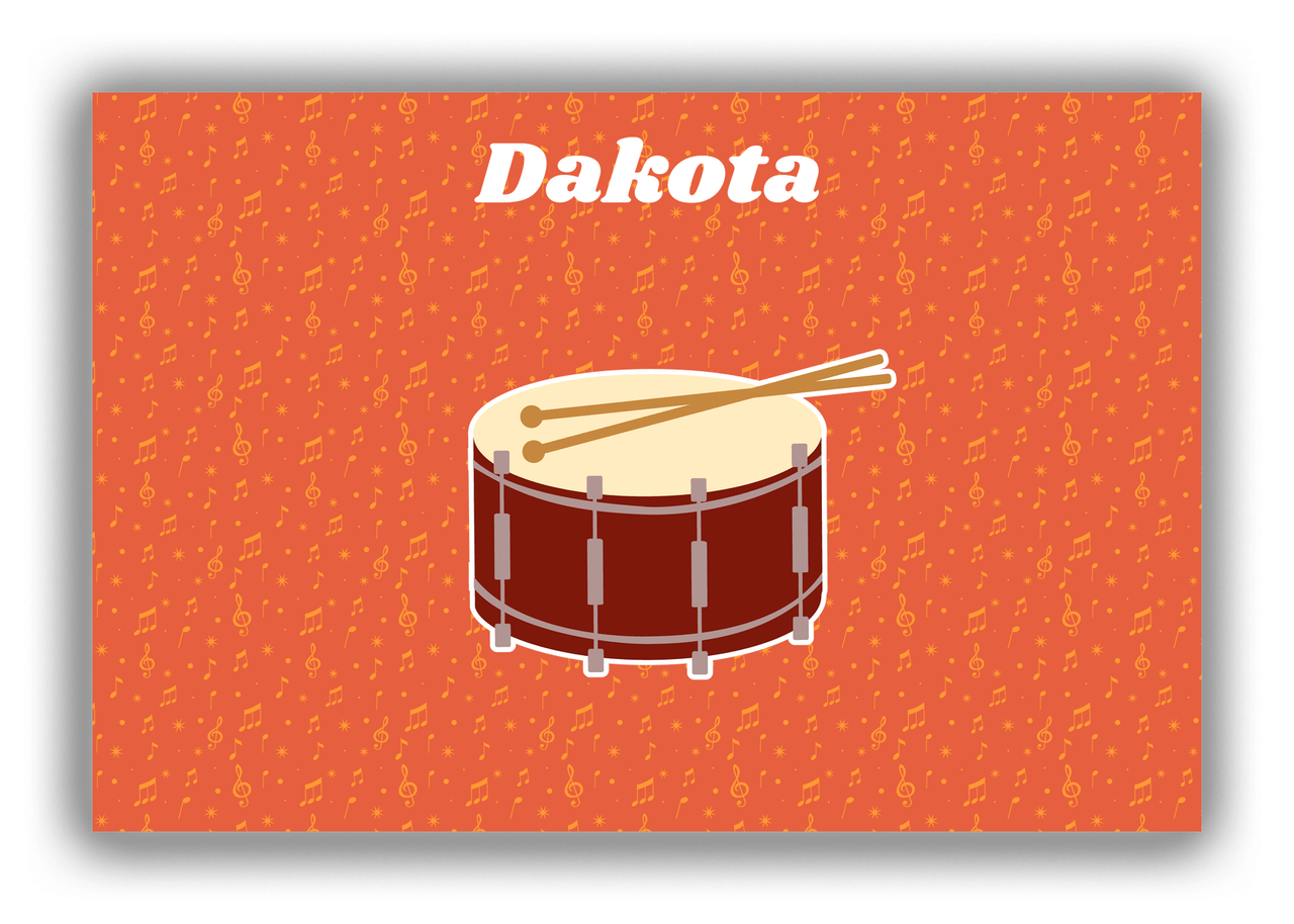 Personalized School Band Canvas Wrap & Photo Print VII - Orange Background - Snare - Front View