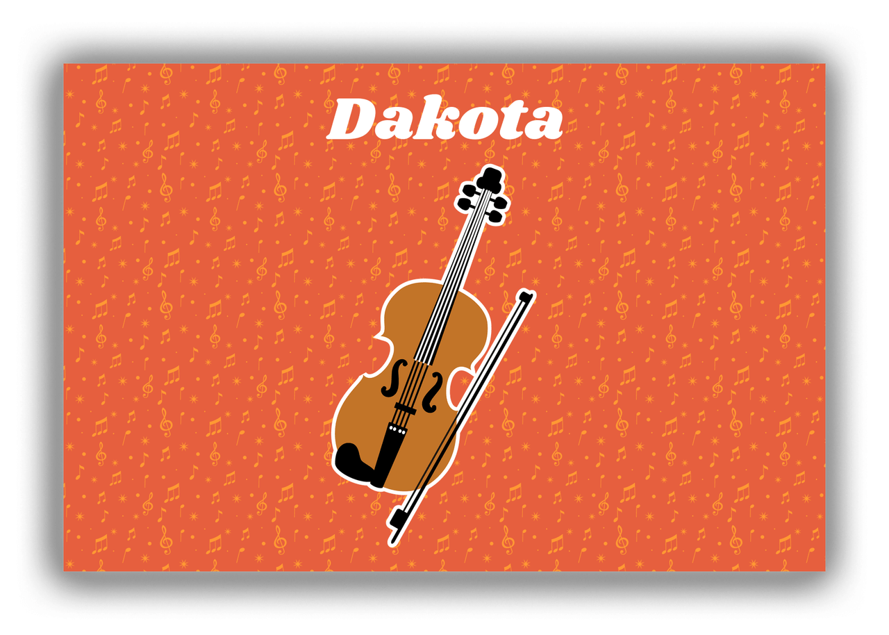 Personalized School Band Canvas Wrap & Photo Print VII - Orange Background - Violin - Front View