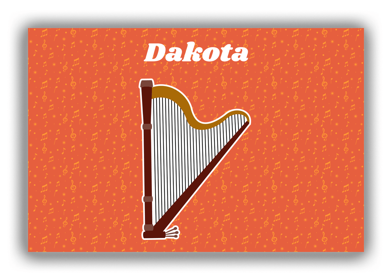 Personalized School Band Canvas Wrap & Photo Print VII - Orange Background - Harp - Front View