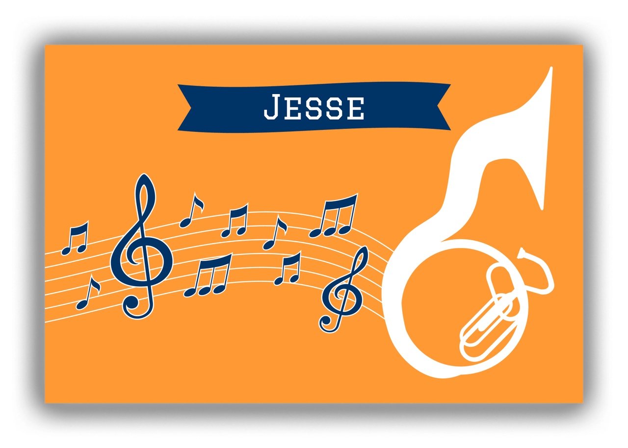 Personalized School Band Canvas Wrap & Photo Print XI - Orange Background - Sousaphone - Front View