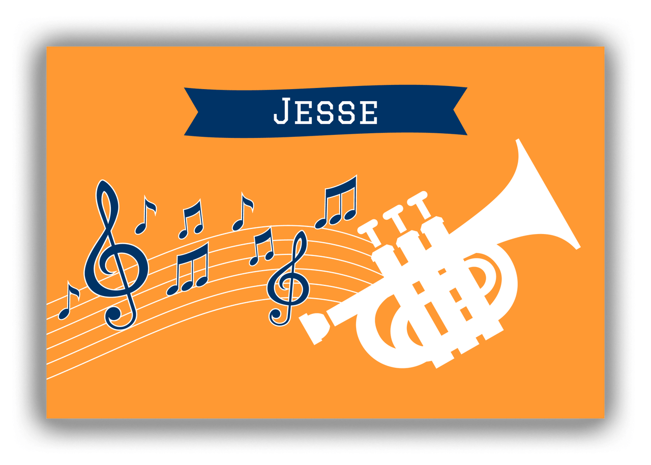 Personalized School Band Canvas Wrap & Photo Print XI - Orange Background - Piccolo Trumpet - Front View