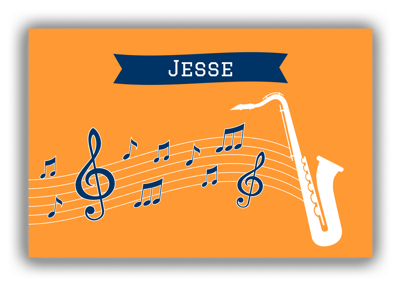 Personalized School Band Canvas Wrap & Photo Print XI - Orange Background - Saxophone - Front View