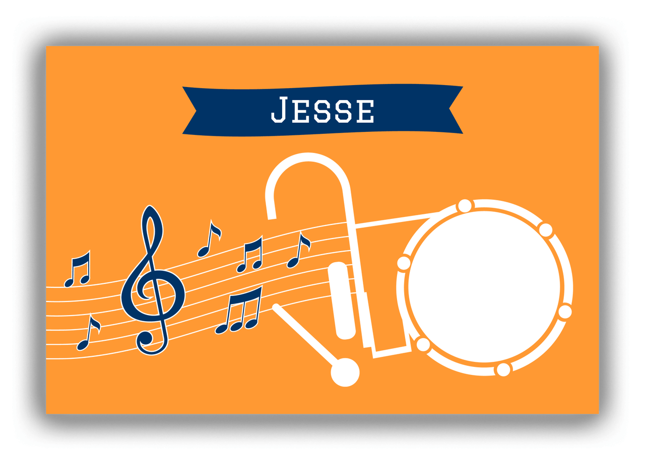 Personalized School Band Canvas Wrap & Photo Print XI - Orange Background - Percussion - Front View