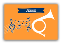 Thumbnail for Personalized School Band Canvas Wrap & Photo Print XI - Orange Background - Natural French Horn - Front View