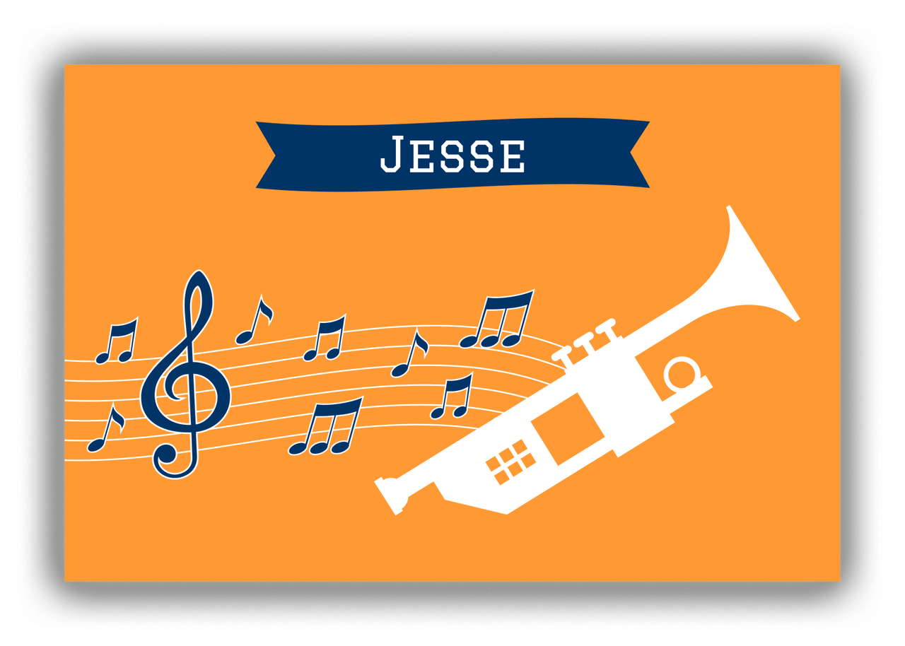 Personalized School Band Canvas Wrap & Photo Print XI - Orange Background - Trumpet - Front View