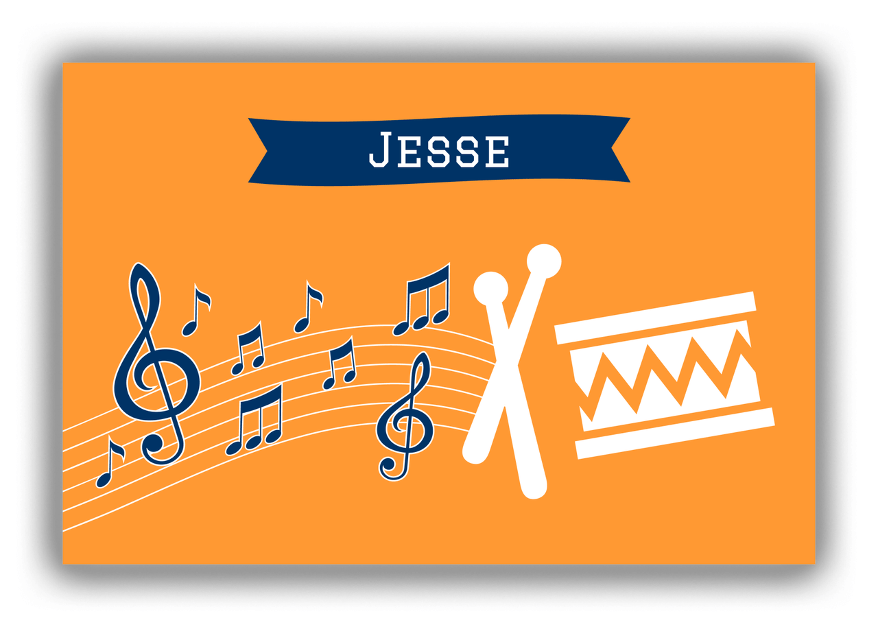 Personalized School Band Canvas Wrap & Photo Print XI - Orange Background - Drum - Front View