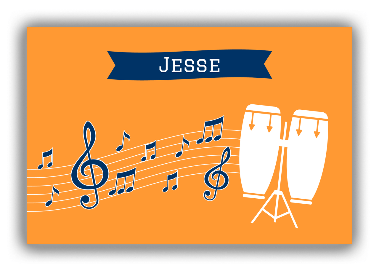 Personalized School Band Canvas Wrap & Photo Print XI - Orange Background - Congas - Front View