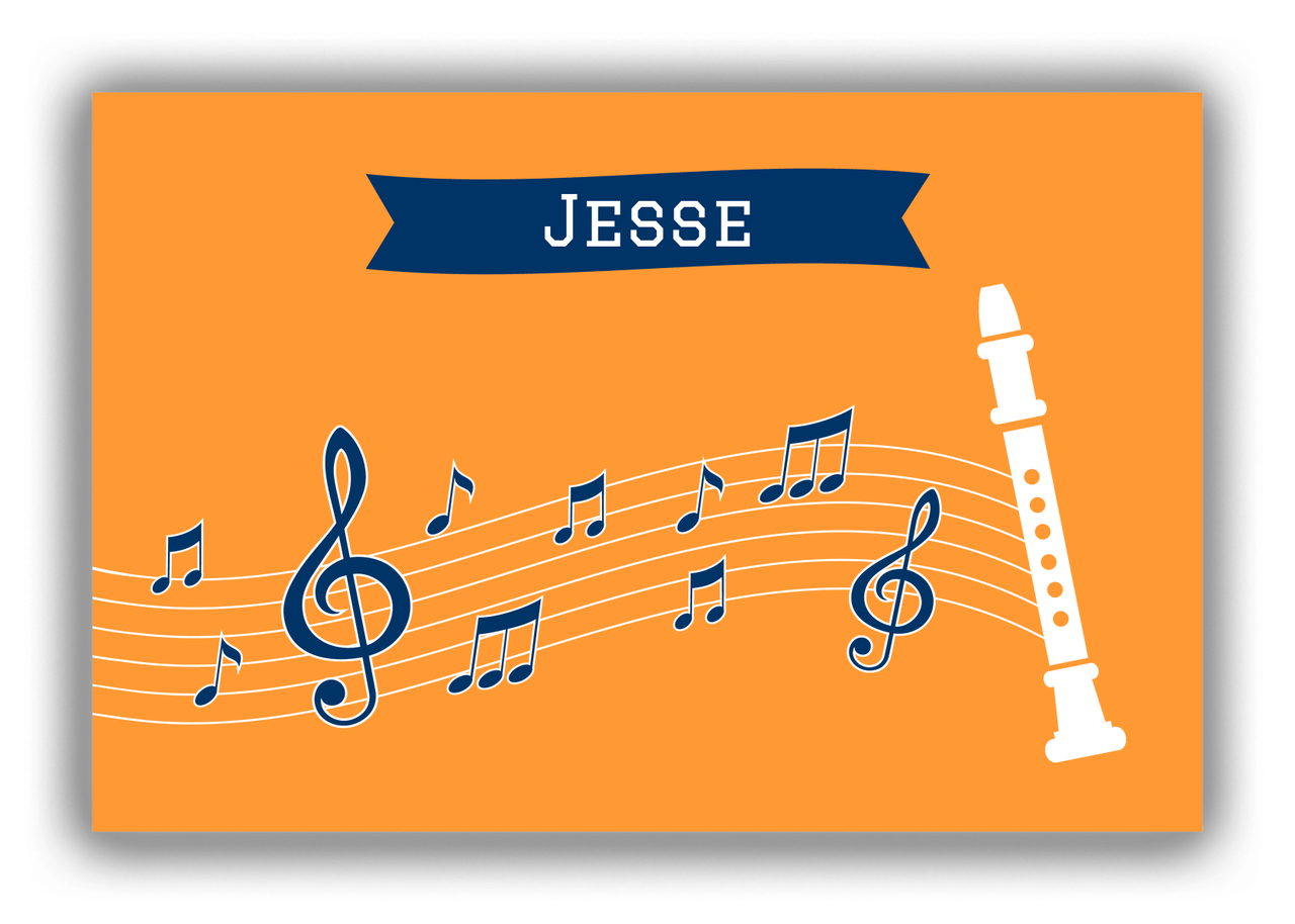 Personalized School Band Canvas Wrap & Photo Print XI - Orange Background - Recorder - Front View
