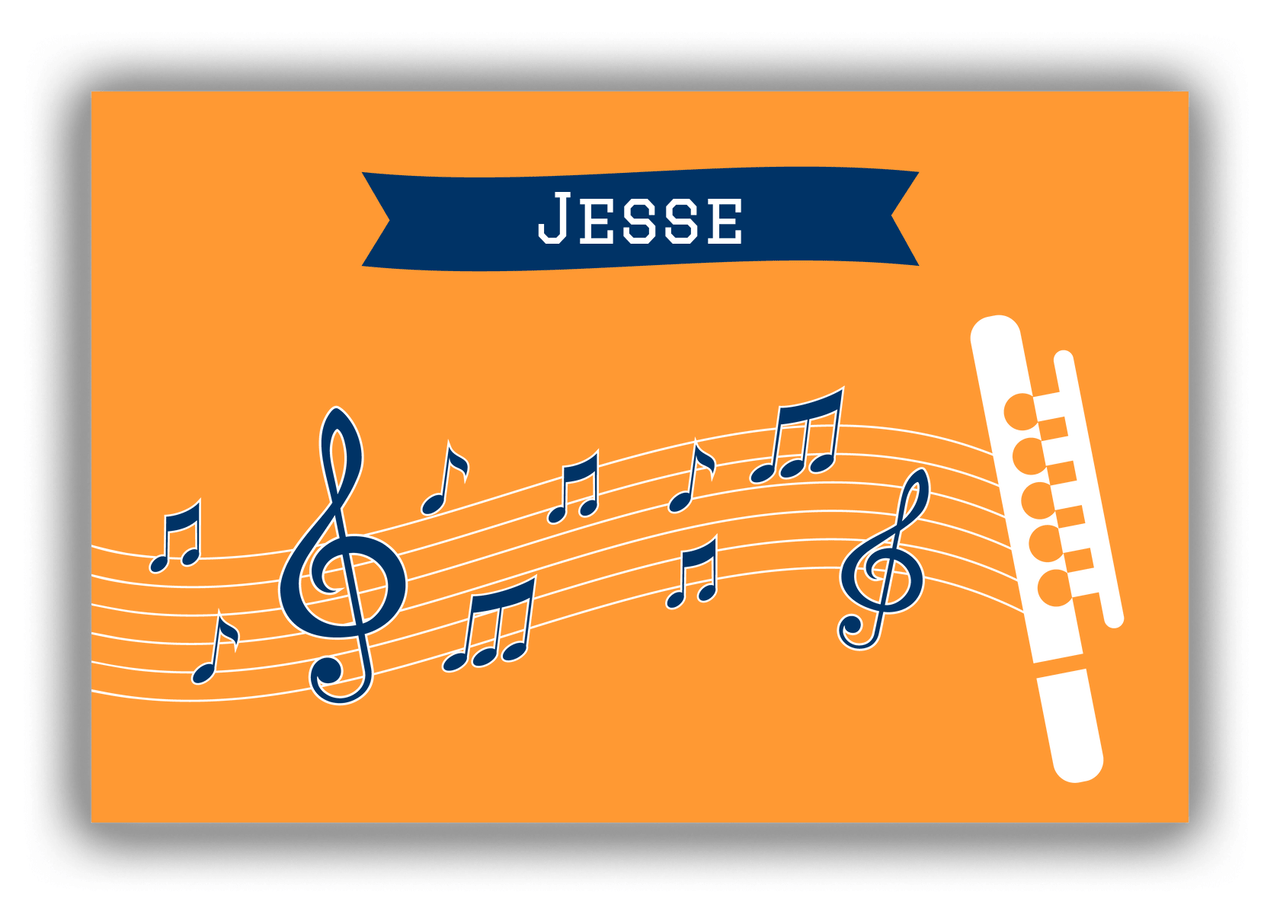 Personalized School Band Canvas Wrap & Photo Print XI - Orange Background - Flute - Front View