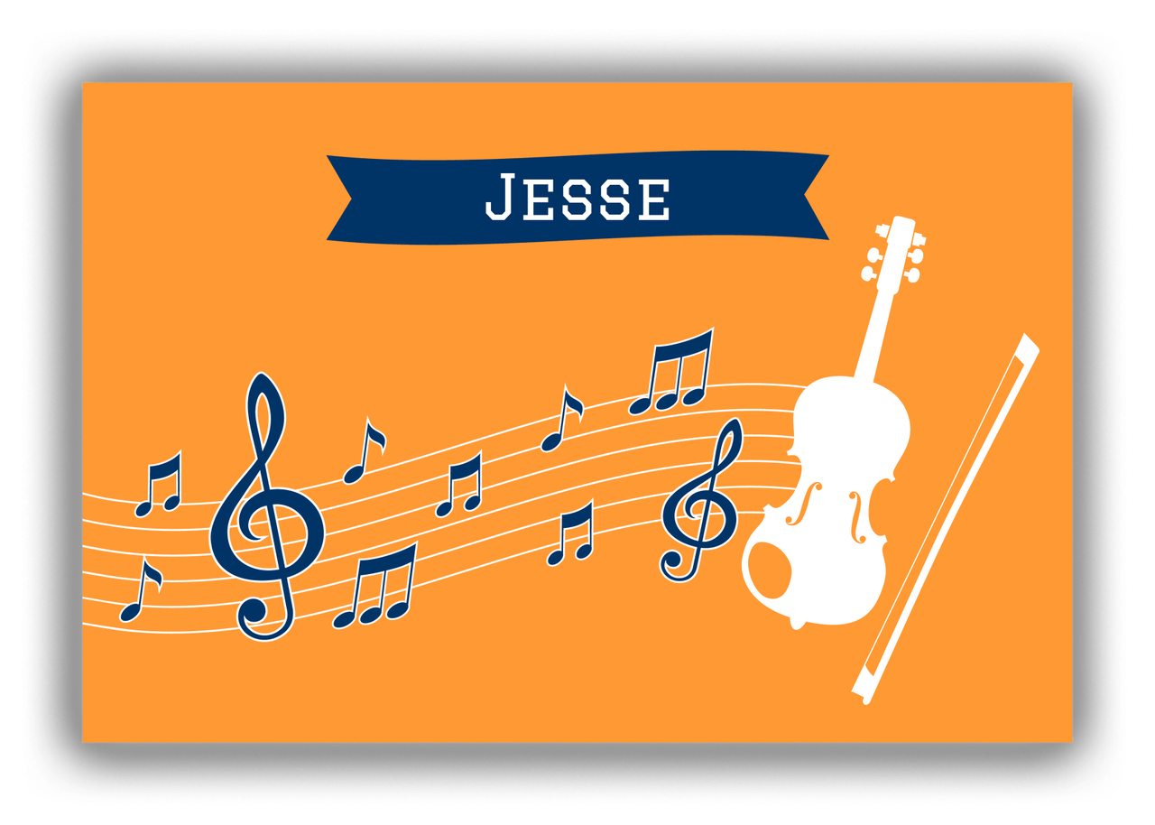Personalized School Band Canvas Wrap & Photo Print XI - Orange Background - Violin - Front View