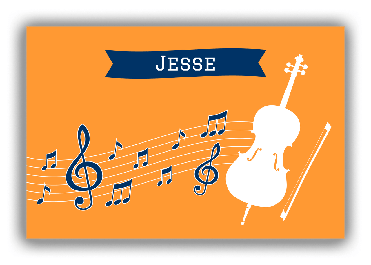 Personalized School Band Canvas Wrap & Photo Print XI - Orange Background - Cello - Front View