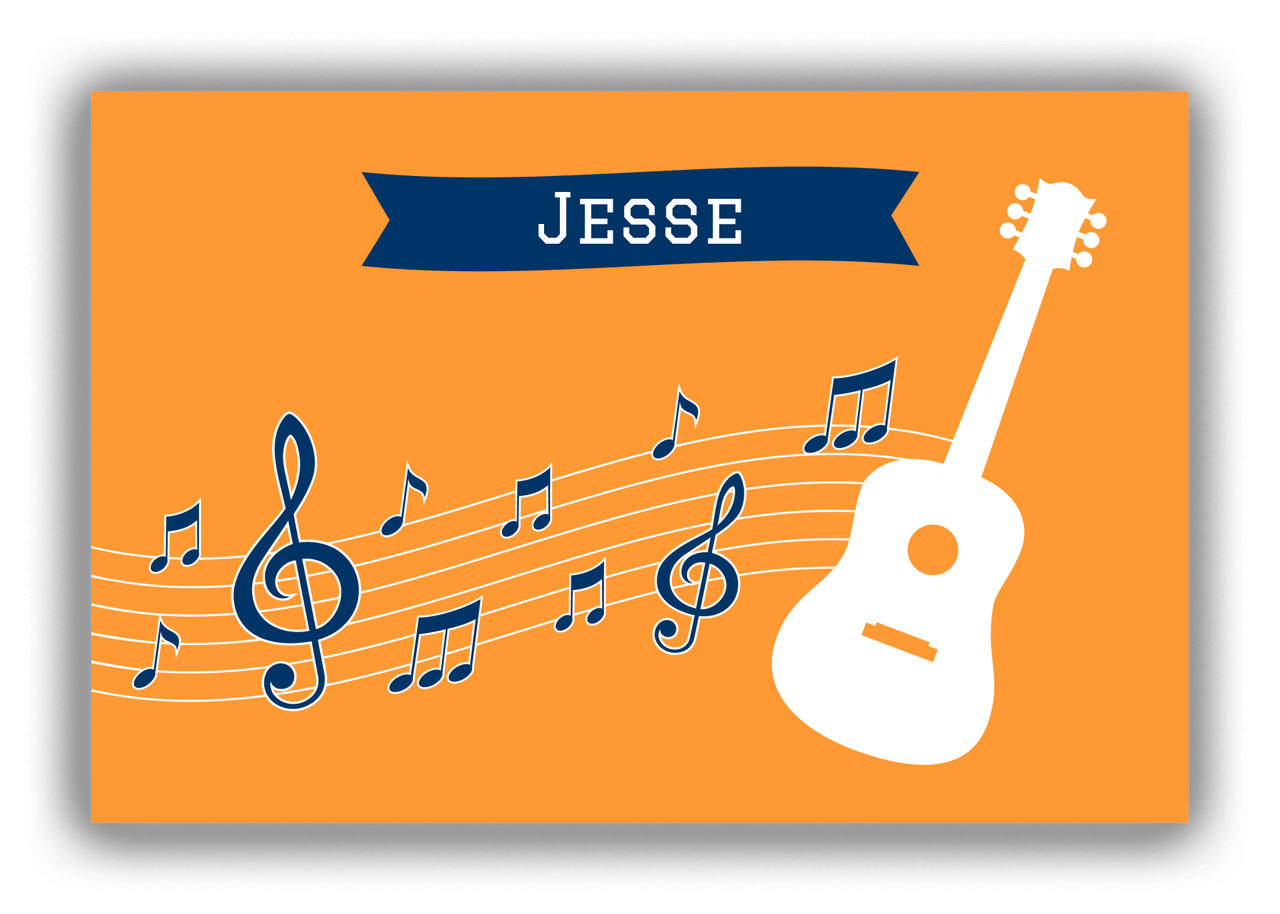 Personalized School Band Canvas Wrap & Photo Print XI - Orange Background - Acoustic Guitar - Front View