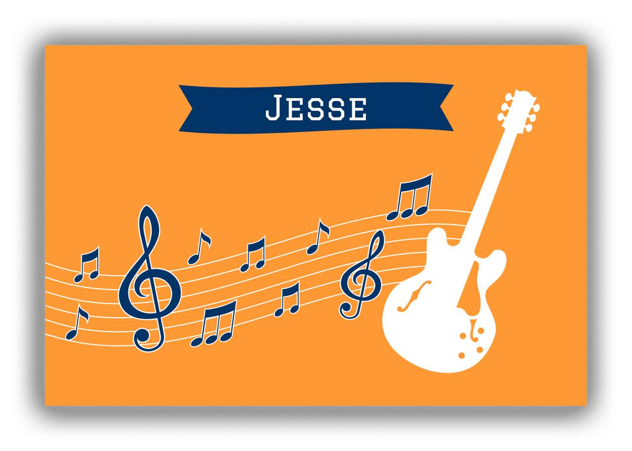 Personalized School Band Canvas Wrap & Photo Print XI - Orange Background - Electric Guitar - Front View