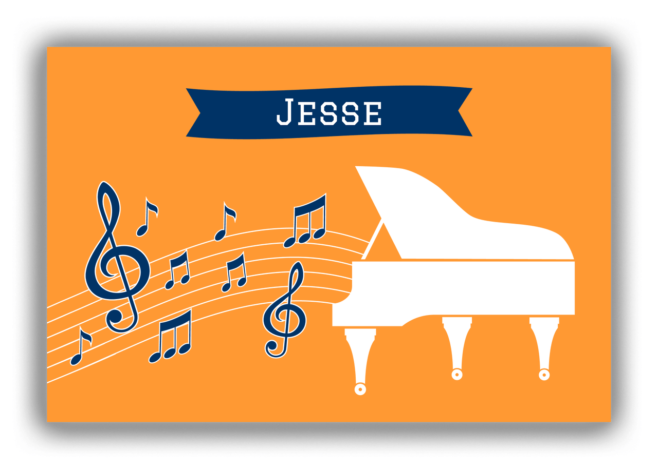 Personalized School Band Canvas Wrap & Photo Print XI - Orange Background - Piano - Front View