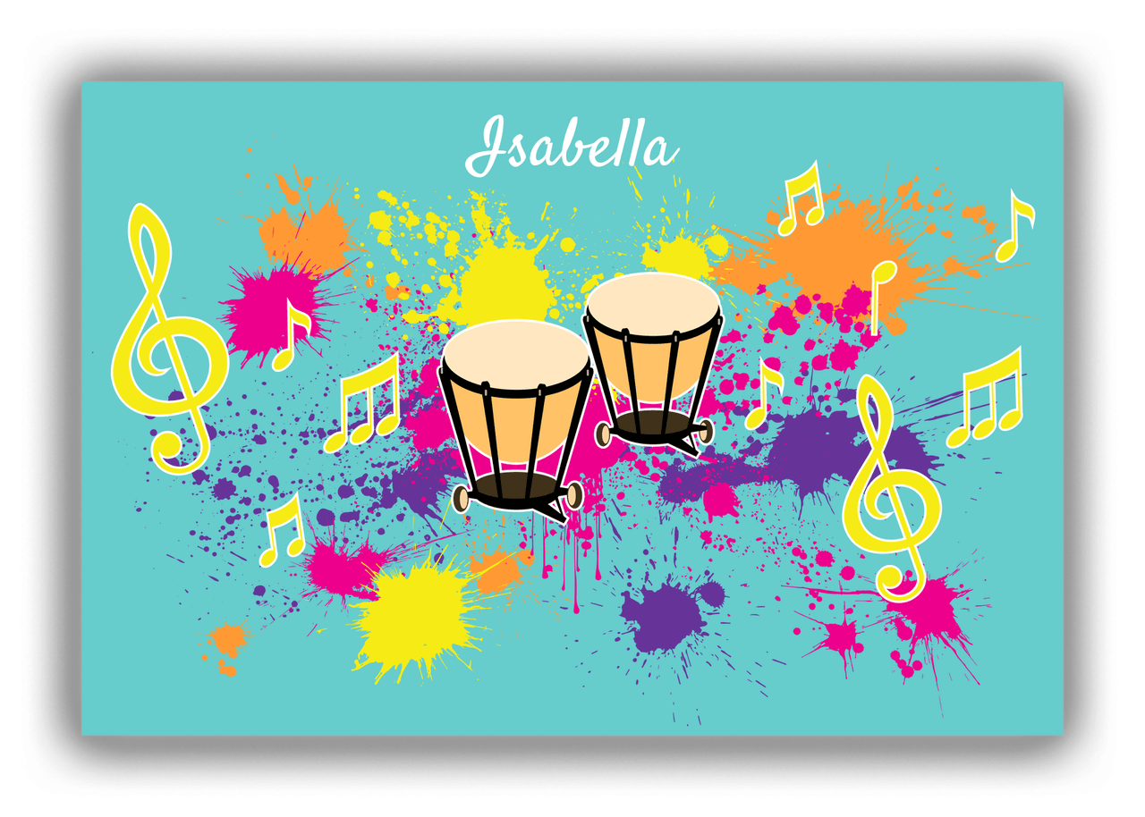 Personalized School Band Canvas Wrap & Photo Print XIII - Teal Background - Timpani - Front View