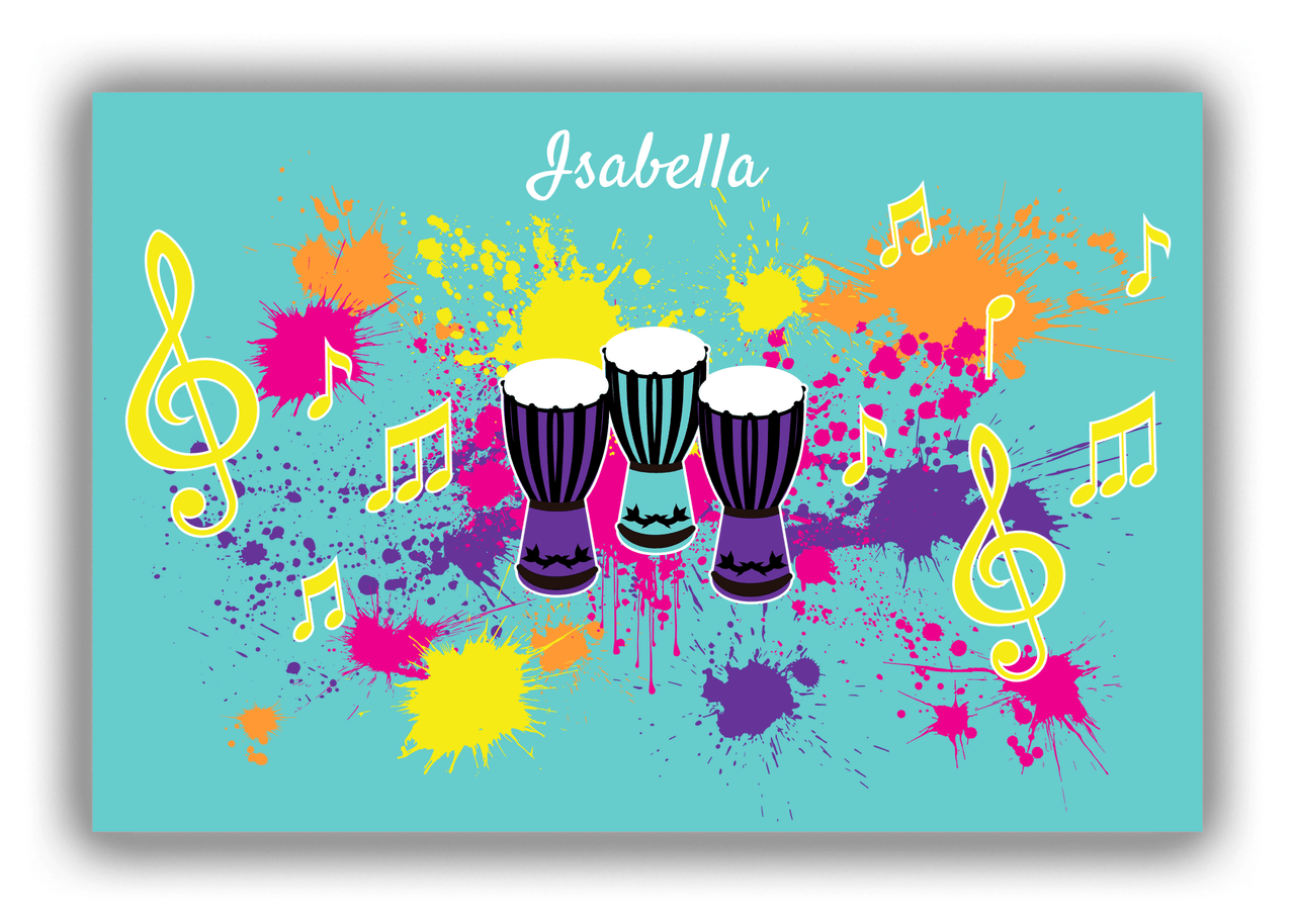 Personalized School Band Canvas Wrap & Photo Print XIII - Teal Background - Congas - Front View