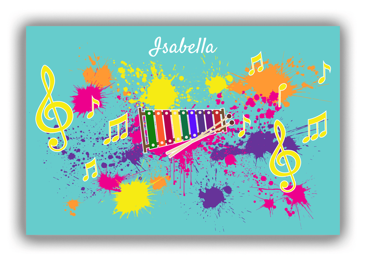 Personalized School Band Canvas Wrap & Photo Print XIII - Teal Background - Xylophone - Front View