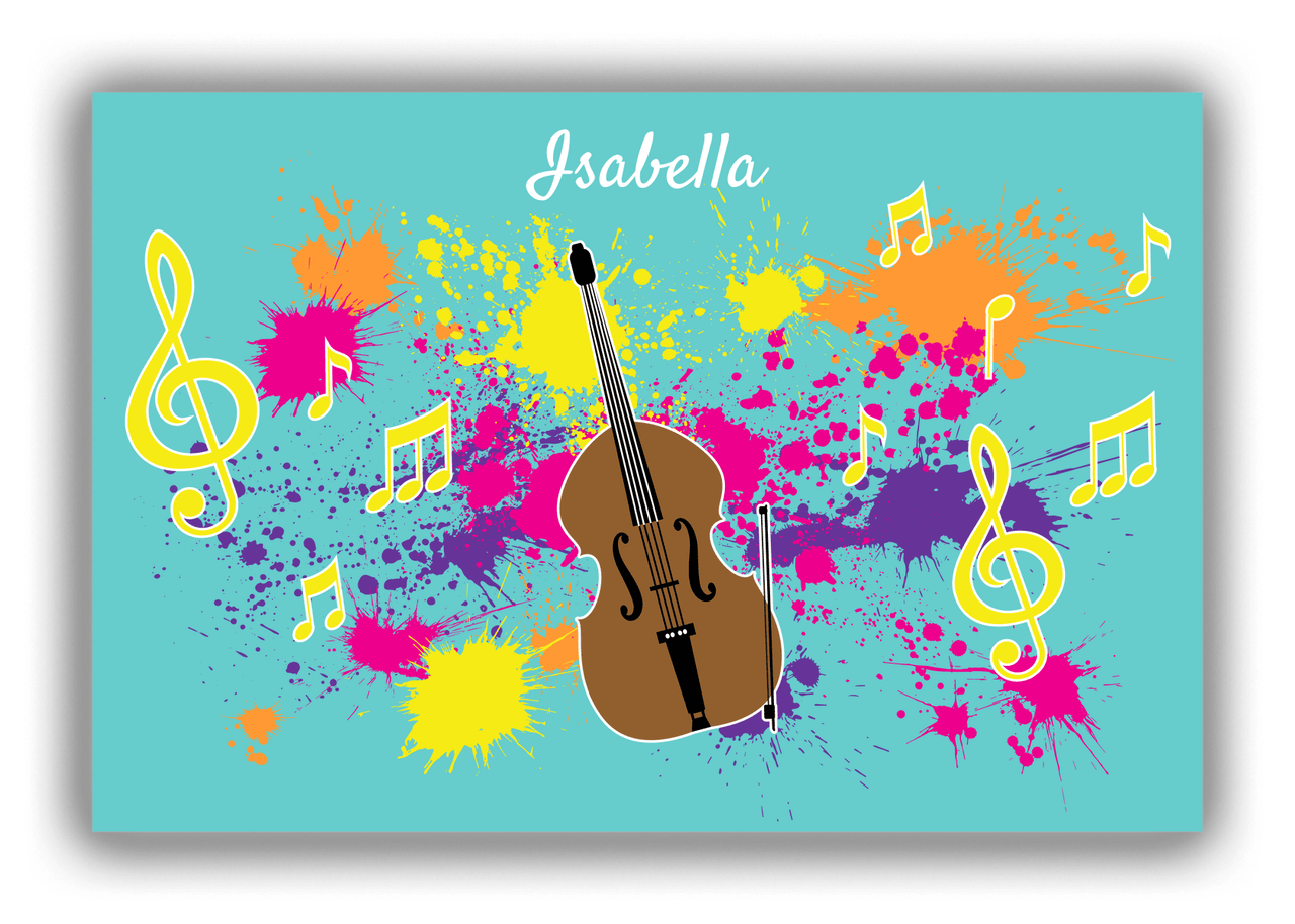 Personalized School Band Canvas Wrap & Photo Print XIII - Teal Background - Bass - Front View